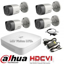 Готова HDCVI система за видеонаблюдение с 4 HD камери Dahua, ДВР рекордер, захранващ адаптер
